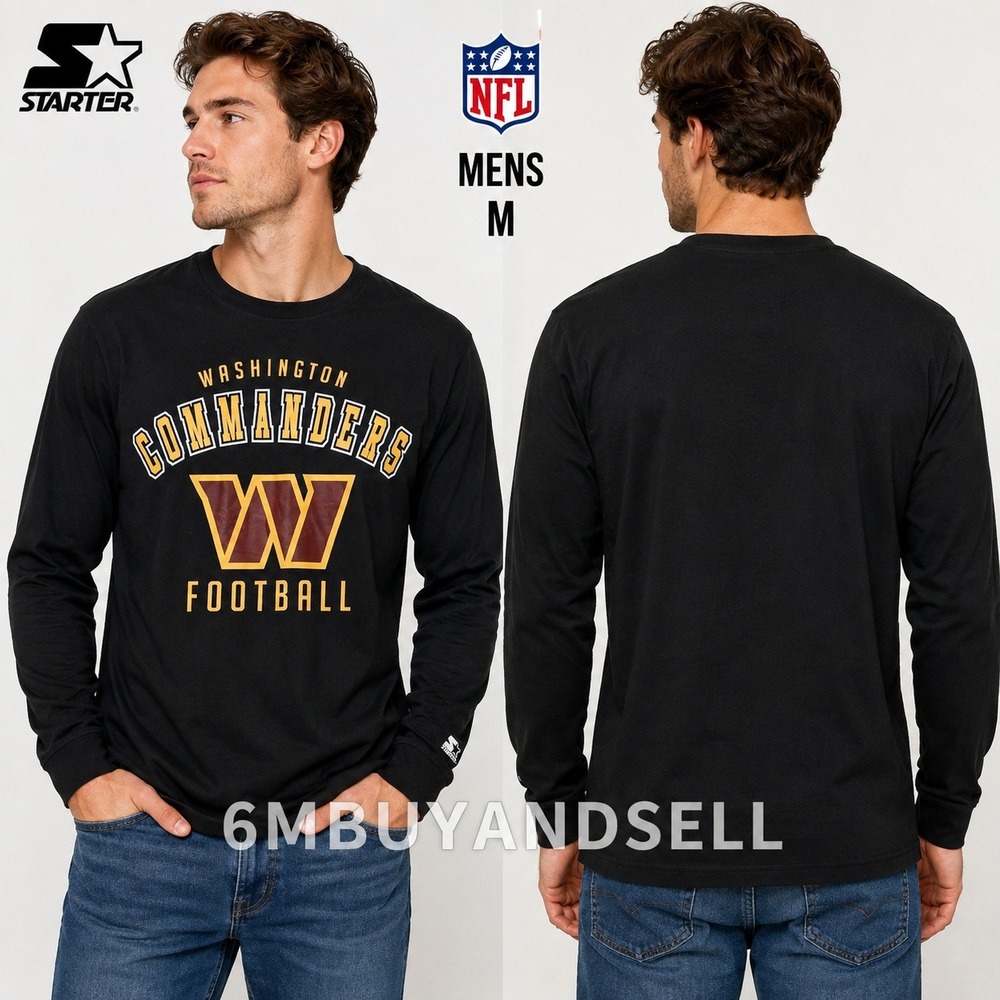 Starter NFL Washington Commanders Football Long Sleeve T-Shirt Mens M Black New